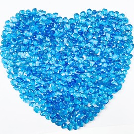 0.88LB Blue Fish Tank Gravel Aquarium Glass Stones Sea Glass Pebbles Aquarium Gravel Rocks Fish Tank Rocks, Beads Pebbles Rock Sand Glass Gems Stones for Vase Filler Fish Turtle Tank Decoration