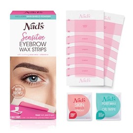 Nad's Tiras de Cera para Cejas - Depilación Facial para Mujeres - Kit de Cera para Cejas con 6 Tiras de Cera para Cejas + 6 Toallitas de Aceite Calmante + 2g de Polvo de Protección para la Piel, 1