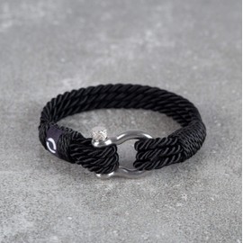 Mover Mens Bracelet - Twisted Paracord Bracelet For Men, Made Of Elegant Cord With Silver or Black Shackle - Black Colour Silver Shackle S-1-6