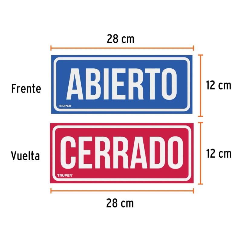 Letrero ''abierto/cerrado'' 28 X 12 Cm Truper 18239