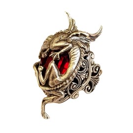 MayiaHey Red Stone Dragon Ring, Vintage Wings Dragon Biker Ring for Men, Red Crystal Dragon Animal Ring Gothic Dragon Totem Jewelry, Rhinestone Dragon Ring Punk Dragon Animal Biker Ring for Boys (Q)