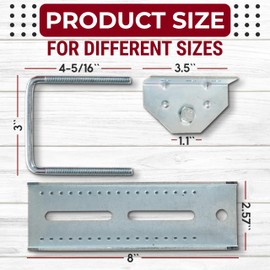 4 Pcs 8" Boat Trailer Bunk Brackets, Swivel Top Bunk Bracket Kit for 1.5" x 3", 2" x 3", 3" x 3" Boat Trailer Crossmember