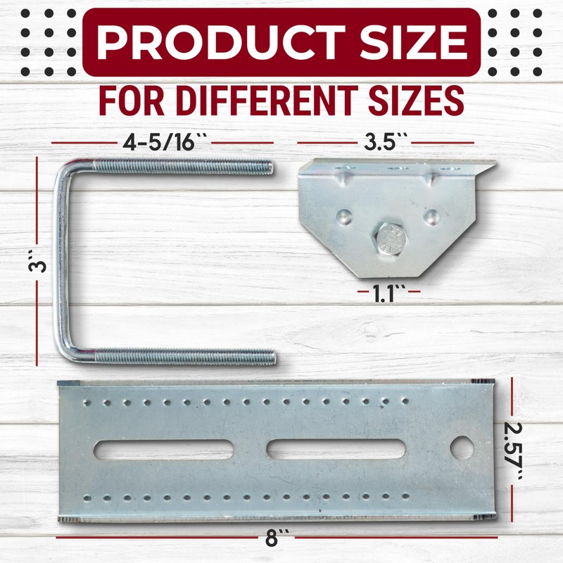4 Pcs 8" Boat Trailer Bunk Brackets, Swivel Top Bunk