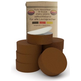 PolySound Sylo High-End Speaker Feet, Vibration Damper, Set of 8, Brown, 23-60 kg, Material Gentle Cut with Water, Not Punched, Made in Germany