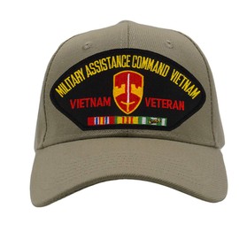 MACV - Military Assistance Command Vietnam Hat/Ballcap Adjustable One Size Fits Most (Multiple Colors & Styles) (Tan/Khaki, Standard (No Flag))