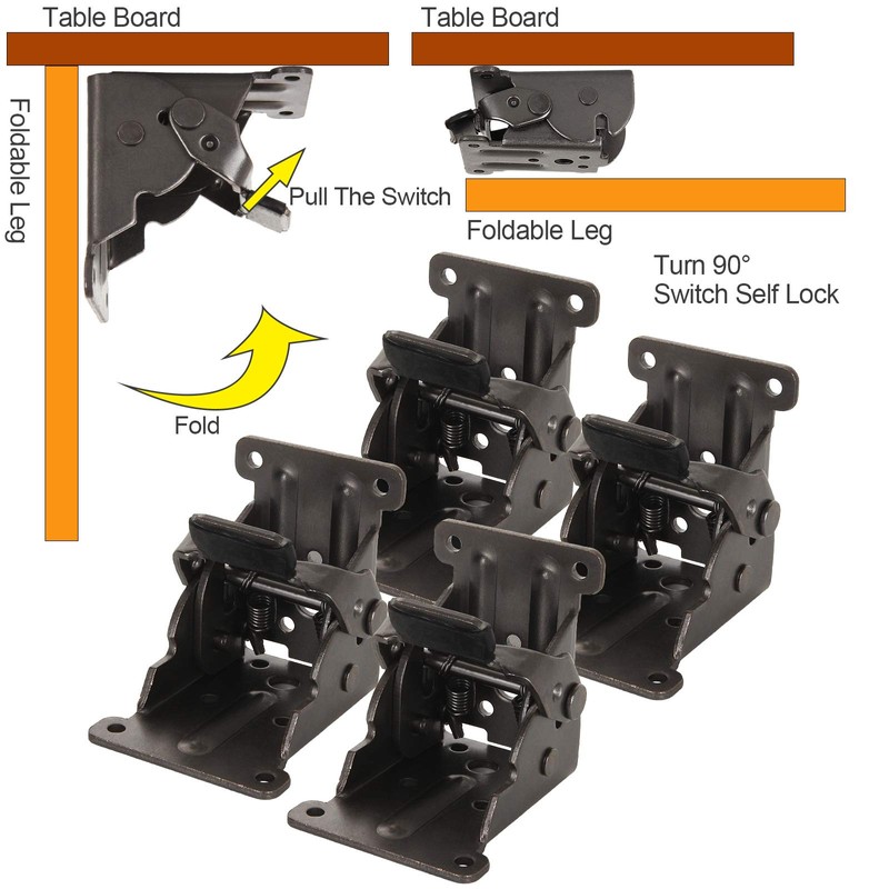 8 Pack Table Leg Folding Brackets Lock Extension Support Bracket