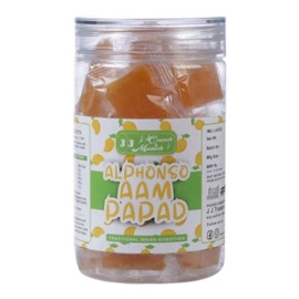 J J Crunch N Munch Premium Alphonso Mango Fruit Bar, Digestive Candy, 17 Count, 180g Toffee, No Chemical Fertilizers