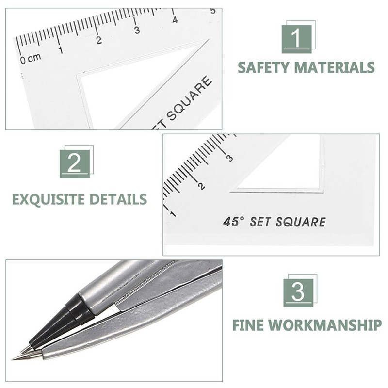 Operitacx 3 Boxes Drawing Tool Geometry Compass Triangle Ruler Compass