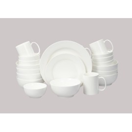 HomeVss, Bone China Rim Shape, Elegance White 40pc Dinnerware Set