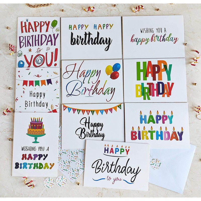 100 Happy Birthday Cards Bulk, Large 5x7 Inch Assorted, with