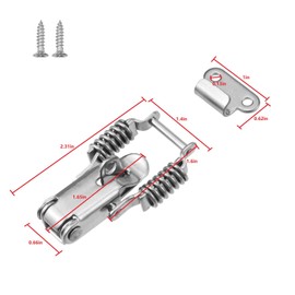 2-1/4 Inch Spring Loaded Toggle Latch 6Pcs, Stainless Steel Draw Latch, 90 Degree Compression Spring Hasp Clamp for Toolbox, Door, Hood, Lock, Catch, Buckle Fastener