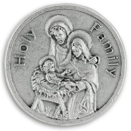 Lot of 3! Holy Family Pocket Token Charm Coin 1.2" Prayer on Back Catholic Christian