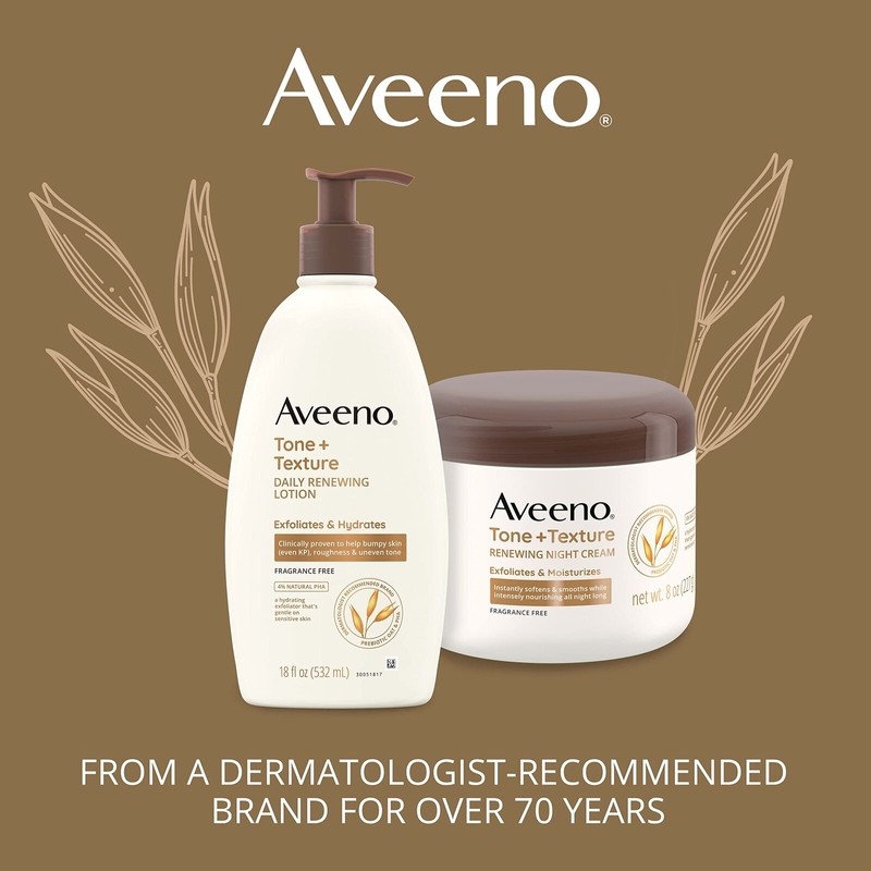 Aveeno Tone Texture Renewing Night Cream 8oz Exfoliating Moisturizer for