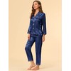 Allegra K Women's Satin Night Suits Valentine's Day Button Down