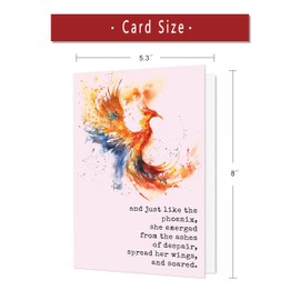 IDU Thinking of You Cards for Women Men，Encouragement Card for Friend Bestie，Get Well Cards For Him Her，Inspirational Support Card for Recovery，Sympathy，and Strength with Phoenix Design