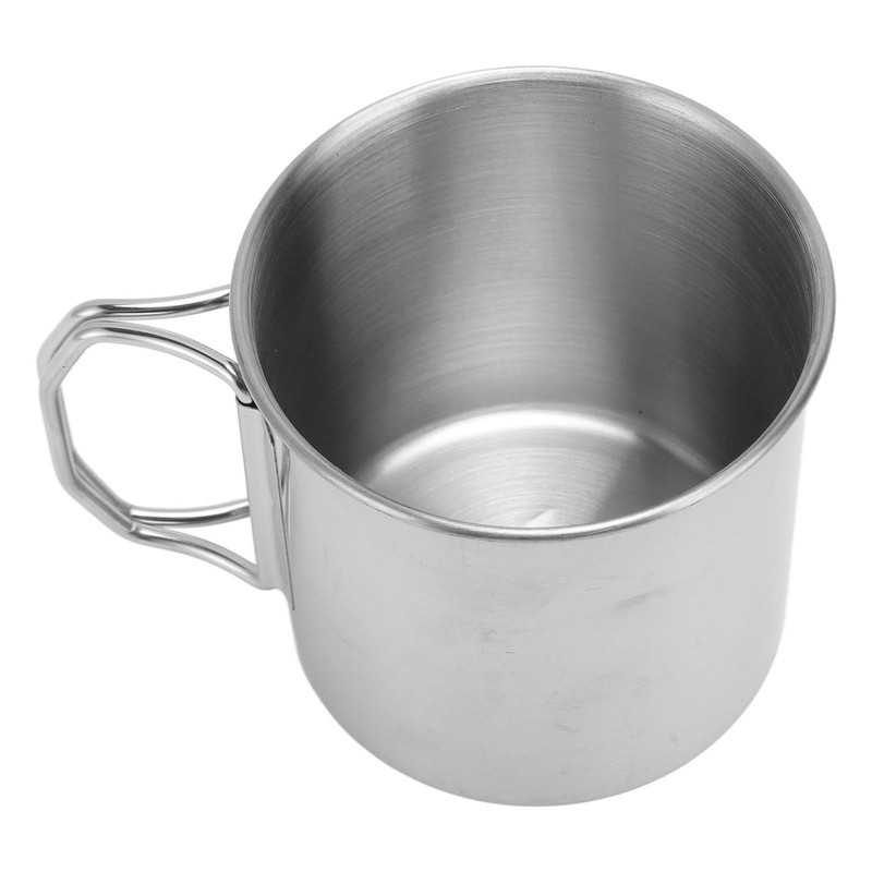 Outdoor Water Cup Foldable Handle Portable 304 Stainless Steel Mug