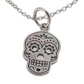 Touch Jewellery 925 Sterling Silver Sugar Skull Design Pendant and Chain