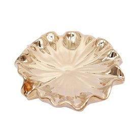 Soap Dish with Drain Ceramic Gold Lotus Leaf Soap Holder Soap Saver for Bar Soap, Kitchen Sink, and Bathroom Shower