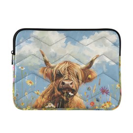 JIPONI Wild Highland Cow Laptop Sleeve Bag, Compatible for 15.6 16 Inch Notebook/Laptop/Tablet Computer, Laptop Case for Women Men Working Travel Storage