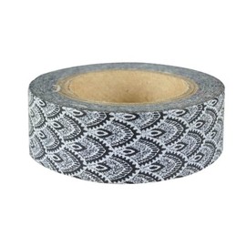 Wrapables Damask Japanese Washi Masking Tape - Black Vintage Leaf