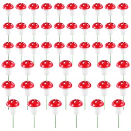 LXUEJIE 50 PCS Mini Mushroom Miniatures, 2 Sizes Red Foam Mushrooms Artificial Garden Fairy Bonsai Plant Pot Resin Craft Decoration for Party Decorations Micro Landscape Bonsai Craft Decor