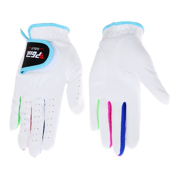 1 Set Kids Golf Gloves Ambidextrous All Weather Soft Fiber Cloth White 16