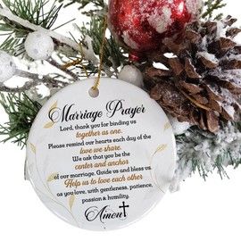 Christian Wedding Gifts for Couple 2025 - Marriage Prayer Religious Wedding Gift for Newlyweds, Married Couples Anniversary, Bride, Groom - Mr & Mrs Decor, Bridal Shower Gift - Glass Ornament (MP5)