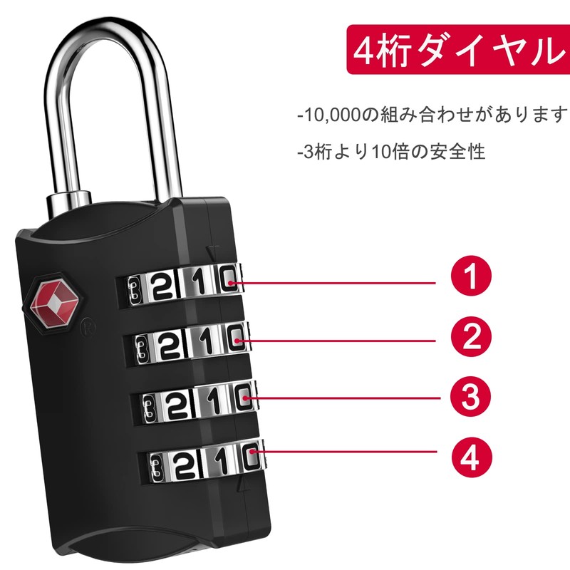 ZHEGE TSA Lock, 4 Digit Dial Padlock, PIN Code, International