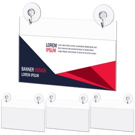 Beeveer 3 Pcs Acrylic Window Sign Holder Hanging Acrylic Sign Holder 8.78 x 4 Inch Office Door Signs Holder with Suction Cup Hooks for Glass Window Office School Home Store Restaurant