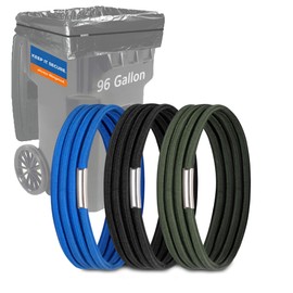 Trash Can Bands, Hongmed Heavy Duty Rubber Bands Fit 50 to 96 Gallon Cans for Kitchen/Office/Garage, Secure Large Garbage Bags(Black/Blue/Green)