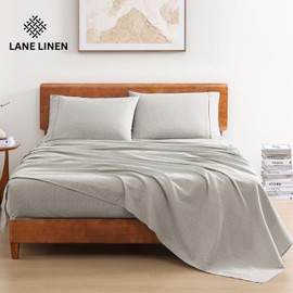 LANE LINEN LANE LINEN Printed 100% Organic Cotton Bed Sheets Full Size, Fully Elasticized Reinforsed Seams in Fitted Pocket, Machine Washable Naturally Cooling Full Sheet Deep Pocket Bedding- Snowdrop