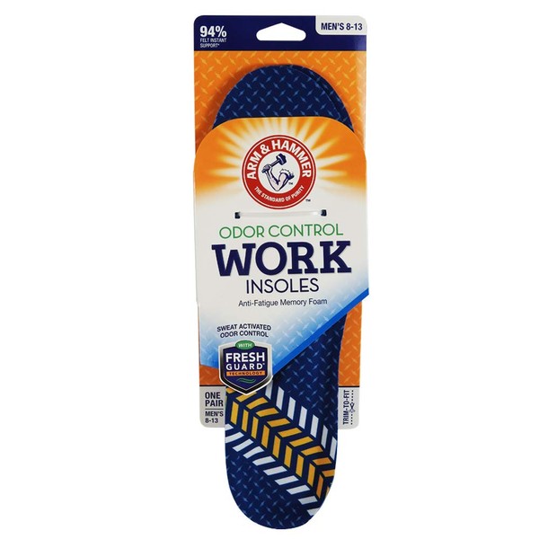 Arm & Hammer Memory Foam Cushioned Anti Fatigue Arch Support Work Insole for Men - 1 Pack