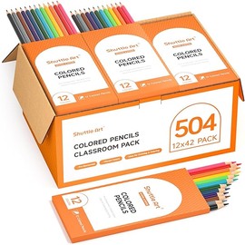 Shuttle Art 504 Colored Pencils Bulk, 12 Vibrant Colors, Pack of 42, Pre-sharpened Coloring Pencils, Wood Colored Pencil for Kids Teachers, Classroom Essentials, Back to School Supplies