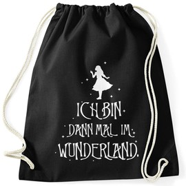 MoonWorks® Gym Bag with German Text "Ich Bin dann mal im Wunderland"