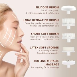 Cepillo Limpiador Facial Exfoliante Eléctrico para el Cuidado de la Piel de Mujeres y Chicas — Limpiador, Exfoliador, Herramienta Giratoria de Belleza