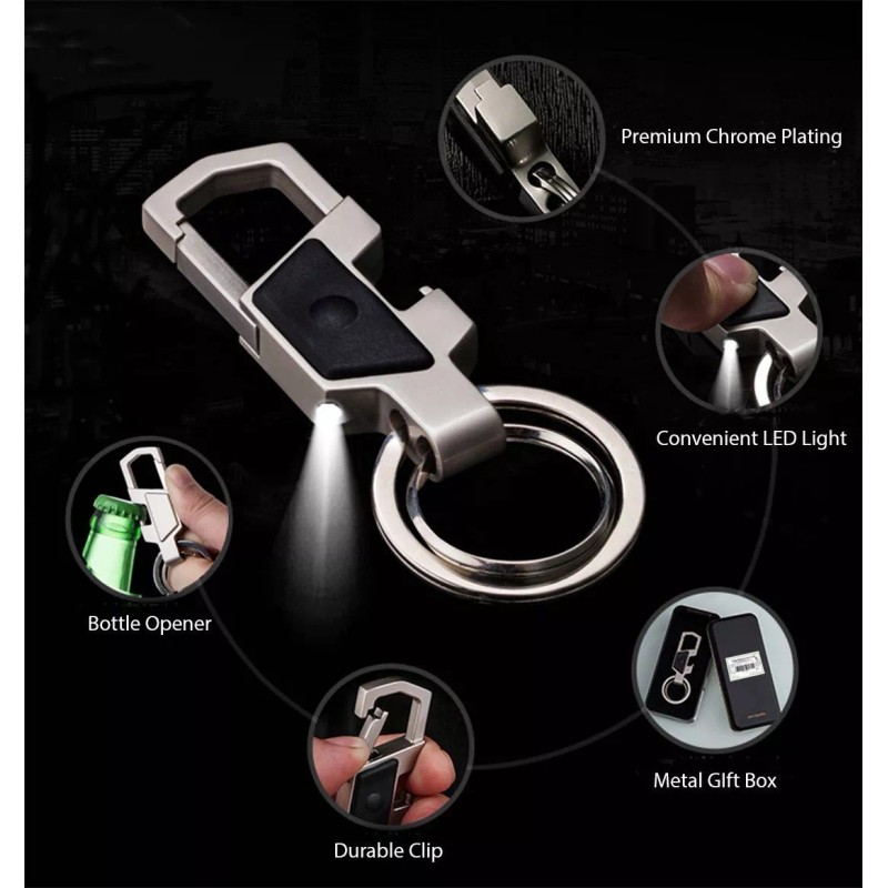 Tika LED Light Bottle Opener Key Chain - Zinc Alloy,