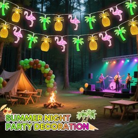 Flamingo Lichterkette, 3 M 20 LED Flamingo Lampe Solar, Lichterkette Tropisch, Lichterkettes Hawaii Sommer, Geeignet für Hawaii-Partys Im Innen- und Außenbereich, Sommerpartys, Stranddekorationen