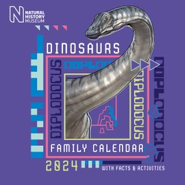 Portico Designs Ltd 2024 Natural History Museum Kids Dinosaurs Square Family Planner Wall Calendar With Facts & Activities Month To View,Multicolour,30.5 x 30.5 cm