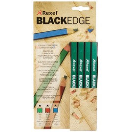 Rexel Blackedge Carpenters Pencils - Hard, Box of 12 , 34332
