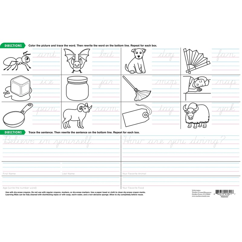 Cursive Writing Practice Learning Mat
