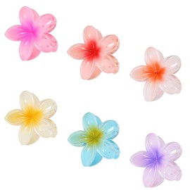 Flower Hair Clips,6 PCS Strong-Hold Hawaiian Hair Clips for Women & Girls Large Acrylic Floral Hair Jaw Clips for Medium Thick Hair Nonslip Plumeria Flower Hair Accessories