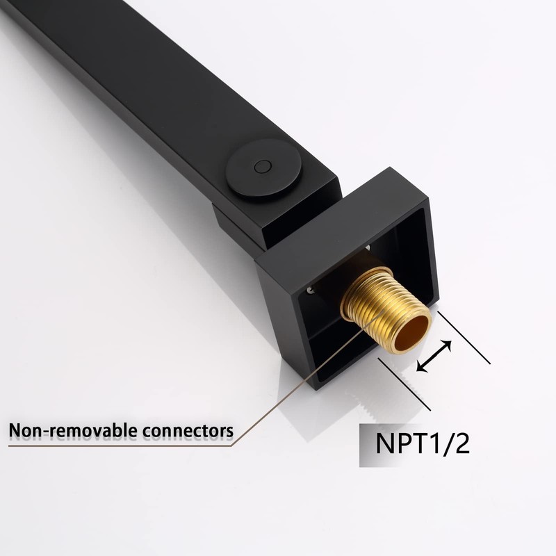 DEOLER Tub Spout, Matte Black 1/2 NPT Thread Square Tub