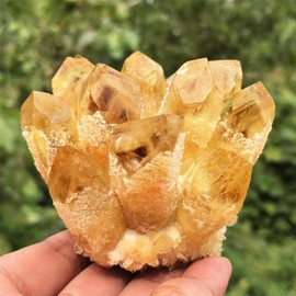 Anseqinzh Citrine Quartz Cluster Reiki Healing Irregular Shape & Size Natural Crystal Point Mineral Crystal Specimen Home Decor (300~400g)