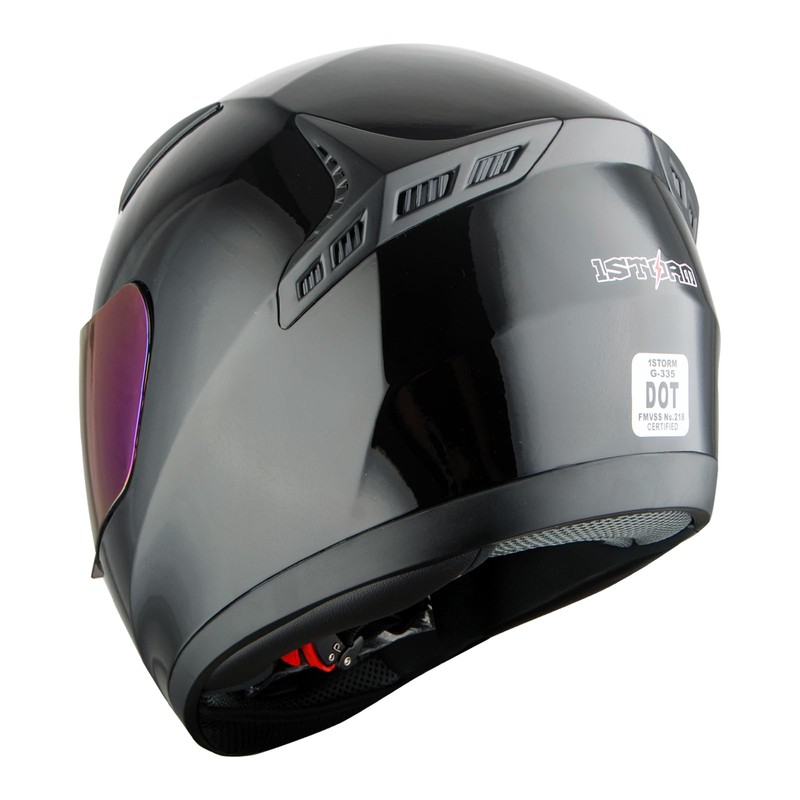 1STORM Motorcycle Bike Full FACE Helmet Booster Glossy Black; Size