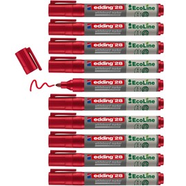 edding 28 Ecoline whiteboard marker - red - box of 10 whiteboard pens - round tip 1.5-3 mm - whiteboard pen dry wipe - for whiteboards, flipcharts, pinboards, memo boards - sketchnotes - refillable