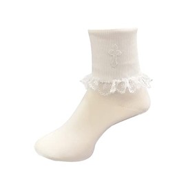 Lace Baptism Socks - Baby Girl Baptism Socks Girls - Infant White Christening Socks - Accesorios de Bautizo para Niña (3-12 months)