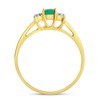10k Yellow Gold Round Emerald And Diamond Ring (Size 6)