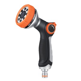 Garden Hose Nozzle, High Pressure Hose Sprayer with 8 Adjustable Watering Patterns, Thumb Flow Control, Heavy Duty for Plants, Lawn Care, Floor Cleaning, Cars & Pets (Metal Spray Plate)