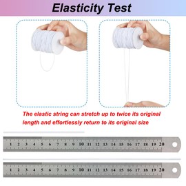 Tenn Well Stretchy Elastic String, 1mm X 100m Elastic String for Bracelet Necklaces Jewelry Making, Beading, Knotting, Binding, Wrapping and Crafts (White)