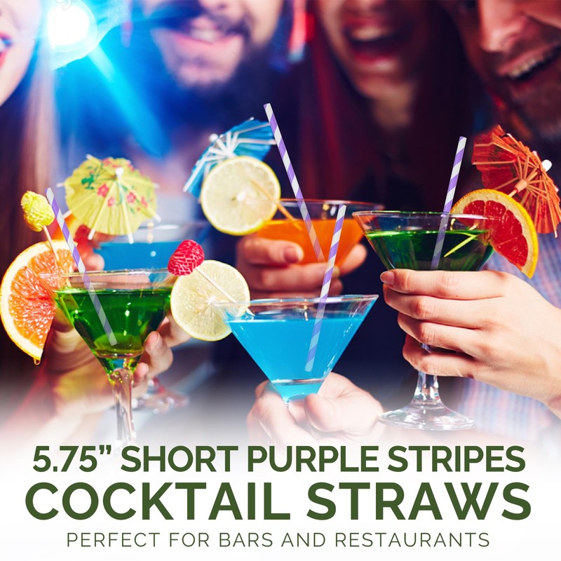 Chunspak Small Purple Paper Cocktail Straws, 5.75 inch, 500 counts,